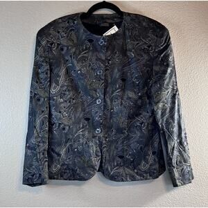 NEW NOS Vintage Corbin LTD 14 Gray Paisly Button Button Front Union Made in USA